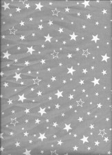 New White Stars on Gray Soft Double Napped Flannel Fabric by the Quarter-Yard