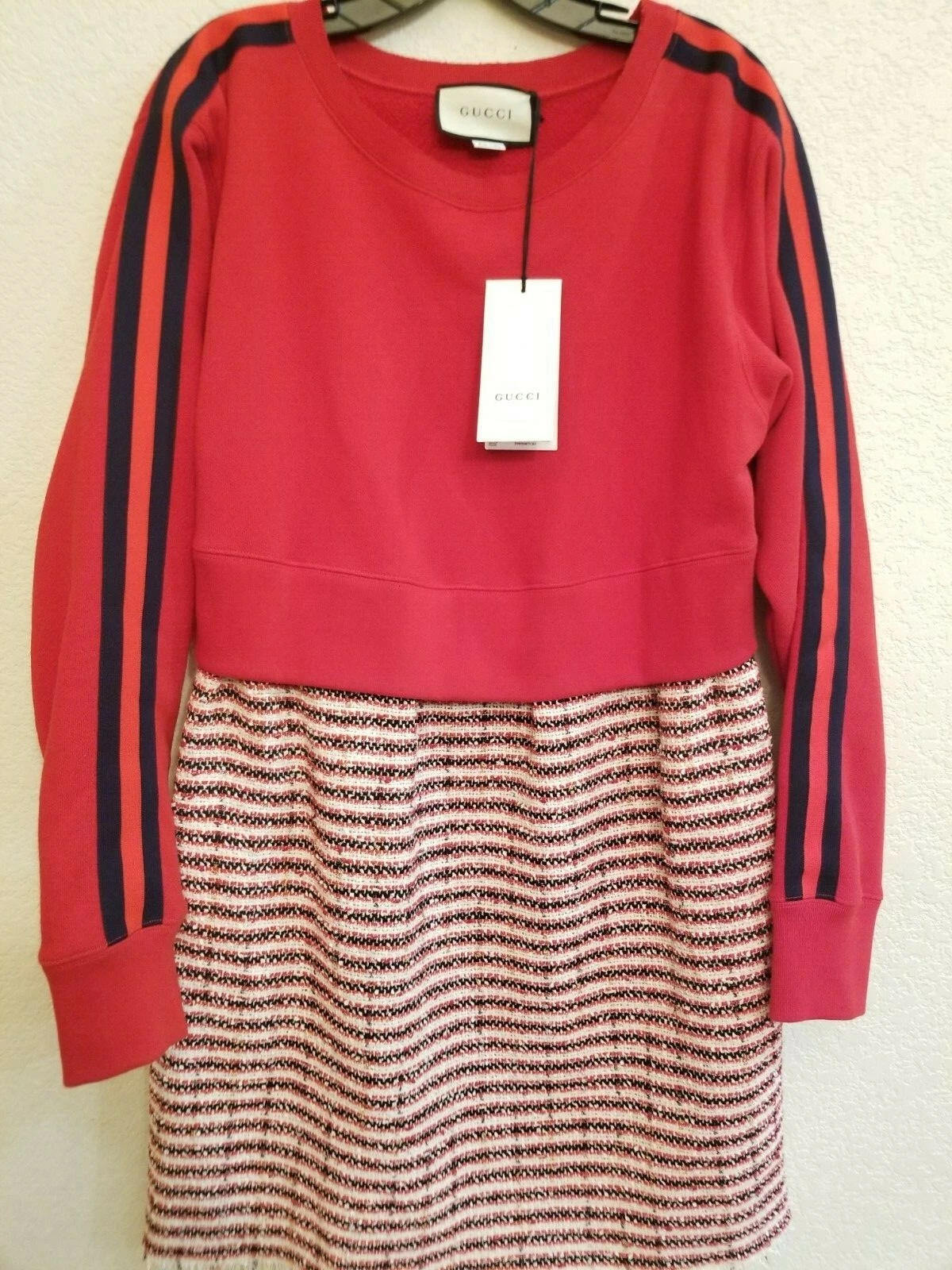 Robe courte décontractée Gucci neuve authentique jupe tweed sweat haut toile taille M