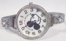 Disney Mickey Watch Mk8074 Accutime 90th Anniversary White Face Silver Mesh Band