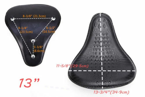 Asiento de conductor solo de resorte de 3"" cuero negro de cocodrilo para motocicleta Harley Chopper Foto 4 de 4