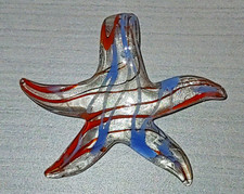 Glass Blown Starfish Pendant For Jewelry Making Large Red Blue W/ Silver Foil