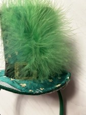 NWT St. Patrick's Day Adult Headband Green Leprechaun Hat Feather Gold New