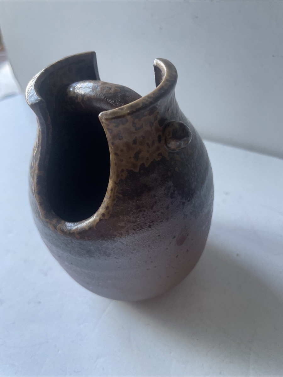 工芸品 Kutani ware vase by Takashi Kitamura Vintage Japanese KUTANI ware Kitamura Takashi Brown Vase | eBay
