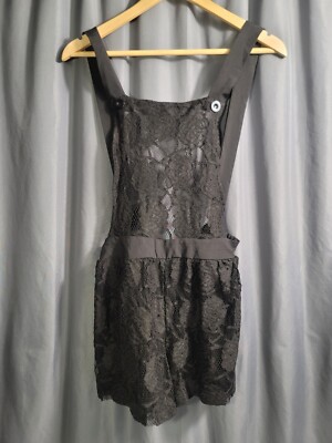 Charlotte Russe Women's Romper Black Lace Short Square