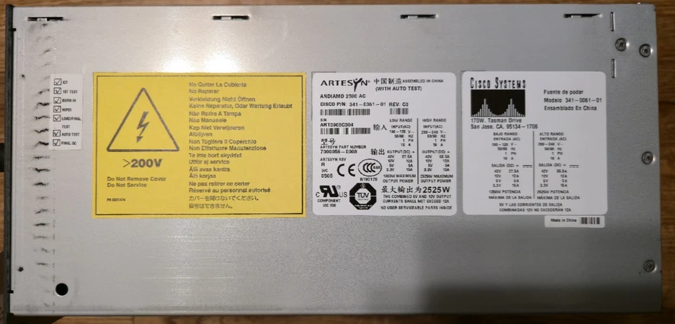 Fuente de alimentación Cisco Systems DS-CAC-2500W Foto 4 de 4