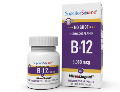 Superior Source, No Shot Vitamin B12 Methylcobalamin 5,000 mcg, 60 count