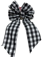 Holiday Time Black/White Buffalo Plaid Christmas Bow, Large, 10"x 18"