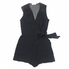 New Sandro Wrap Style Playsuit Romper Black Size 1 Small Floral Applique