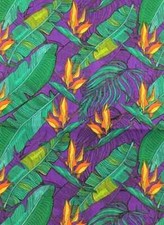 Bird of Paradise on Purple - Poly/Cotton Broadcloth Fabric