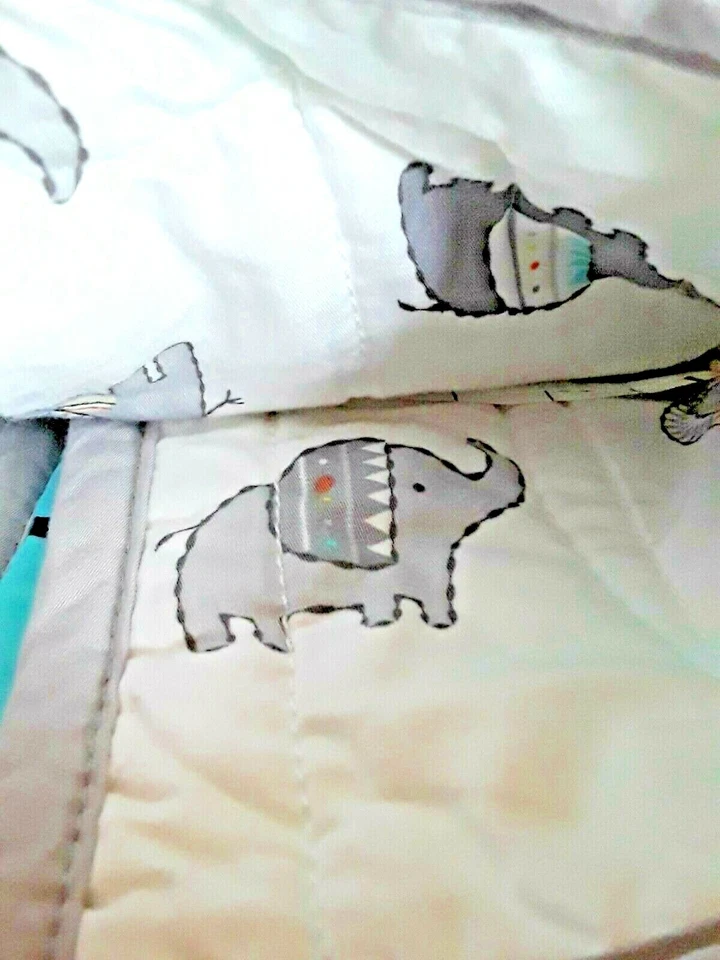 Manta para bebé edredón animales de zoológico elefantes guardería reversible 37" x 44" Foto 3 de 4