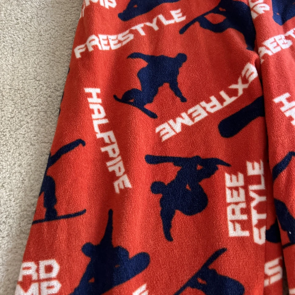 Gap Kids Boys Orange Blue Snowboarder Halfpipe Fleece Pajama Pants 8 - Image 3 of 4