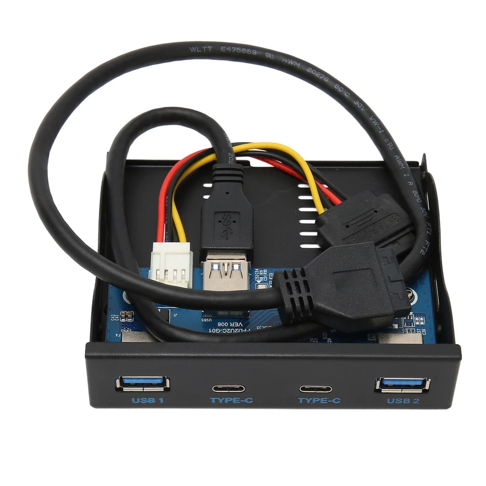 USB 3.2 Front Panel Hub USB3.2 TYPE C Floppy Drive Bay Panel 6 Ports Fit - Image 2 of 4