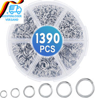 1390 StüCk Biegeringe Kit, 6 GrößEn Jump Rings Silber Spaltringe Metall Kettenri
