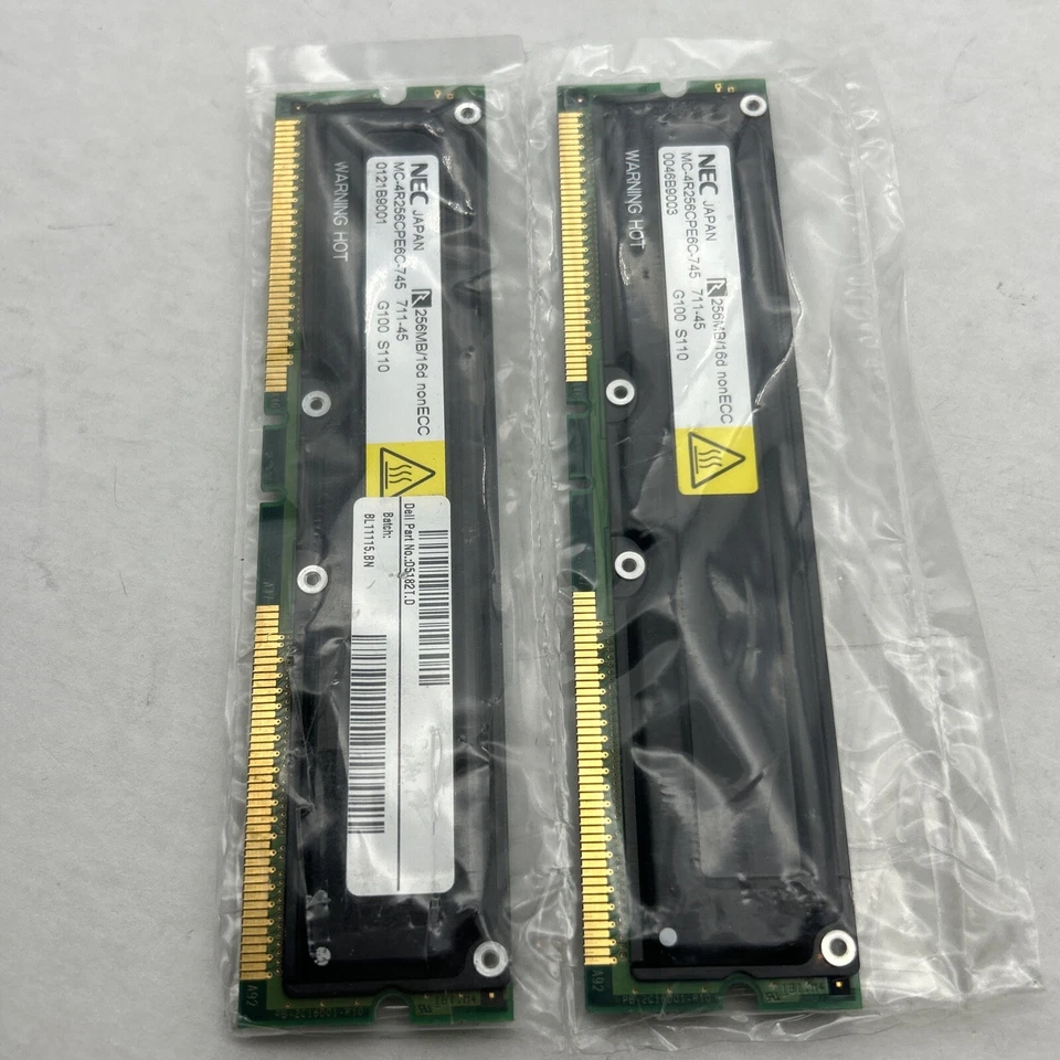 512MB 2x256mb NEC Desktop (2) Modules 711-45 RDram Memory Rambus NON-ECC 256/16d - Image 4 of 4