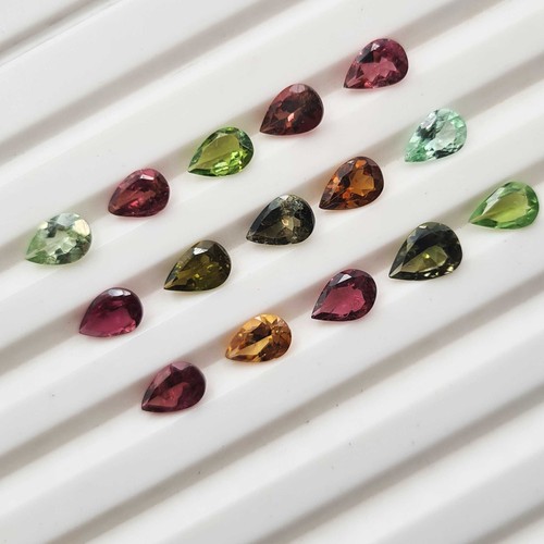 Natural Multi Tourmaline Pear Cut Loose Stone Lot 28 Pcs 4*6 MM 10 CT - Picture 2 of 7