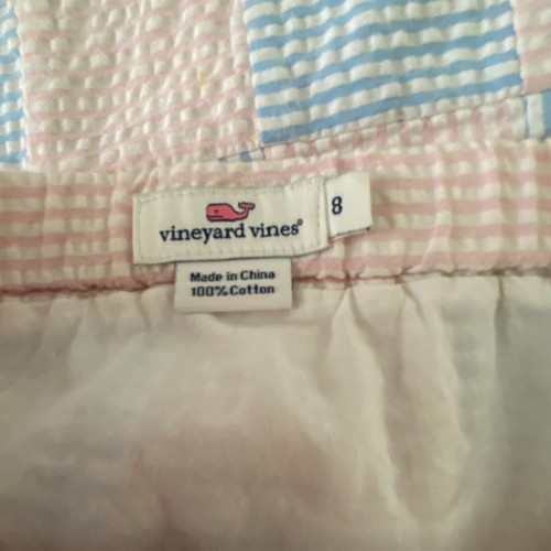 Vineyard Vines Skirt Girls Size 8 Pink Blue Check Seersucker Lined Pull On - Picture 7 of 10