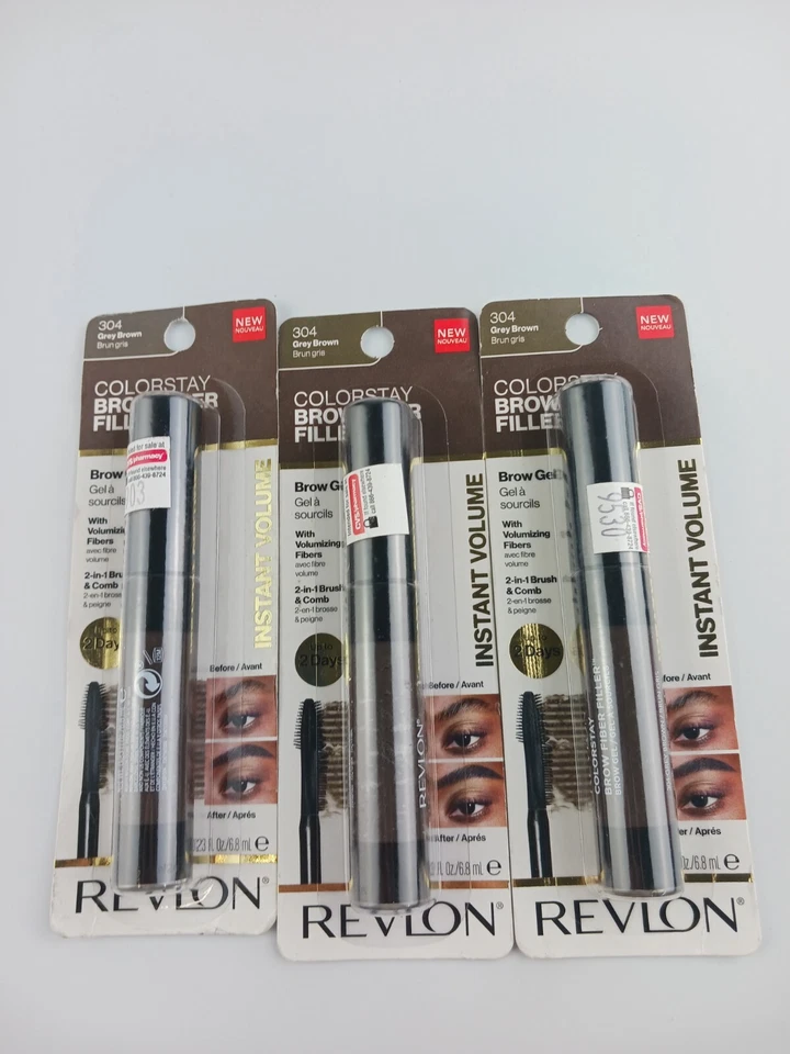 3 PACK REVLON BROW FIBER FILLER WATERPROOF & SMUDGEPROOF 304 GRAY BROWN - Image 2 of 4