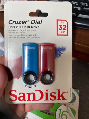 *NEW* Sandisk Cruzer Dial 32GB USB Flash Drive 2 pack