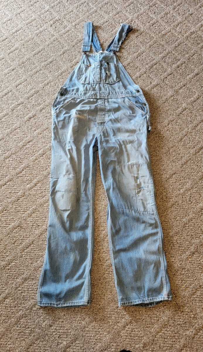 Vtg Duck Head Low Back Overalls Trashed Distressed Well Loved Button Fly