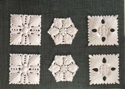6 Vintage French Quarter Glazed Ceramic Porcelain Tile 1950 s Blush Pink
