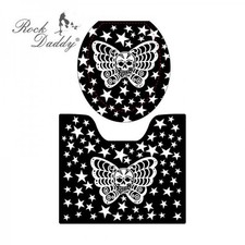 ZESTAW TOALET ŁAZIENKOWYCH CZARNY BIAŁY MOTYL POKROWIEC NA CZASZKĘ NOWY