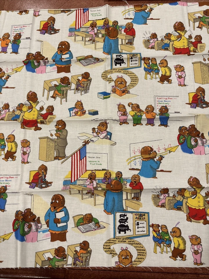 BERENSTAIN BEARS- Moda 2012 -Rare Bear Country School 3 Fat Quarters VTG - Image 2 of 4