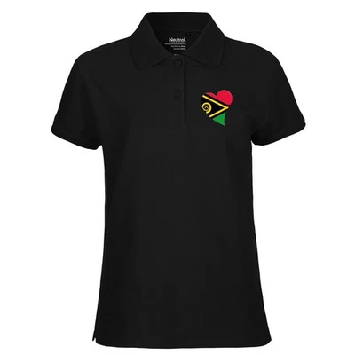 Damen Polo Shirt Vanuatu Flagge Herz Geschenkidee Vanuatu Geschenk Präsent Mitbr - Bild 1 von 4