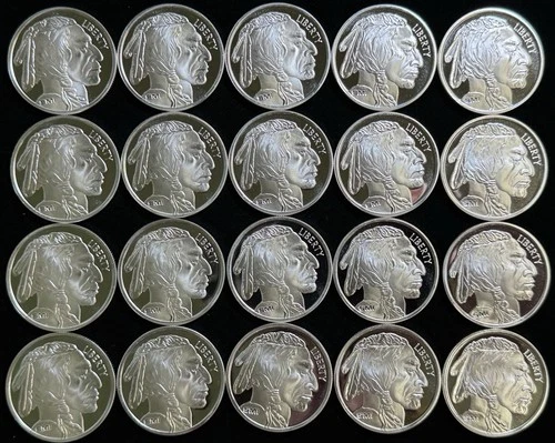 20 Buffalo Silver Rounds 1 Oz .999 Fine SMI Mint Tube