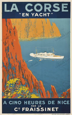 La Corse France Vintage Fraissinet Yacht Travel Poster Art Print 1930s