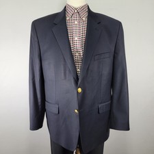 Lauren Ralph Lauren Mens Sport Coat Blazer Two Golden Button Navy Blue Twill 48R