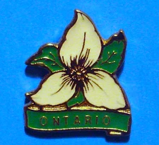 ONTARIO WHITE TRILLIUM FLOWER - CANADA  - VINTAGE LAPEL PIN - HAT PIN