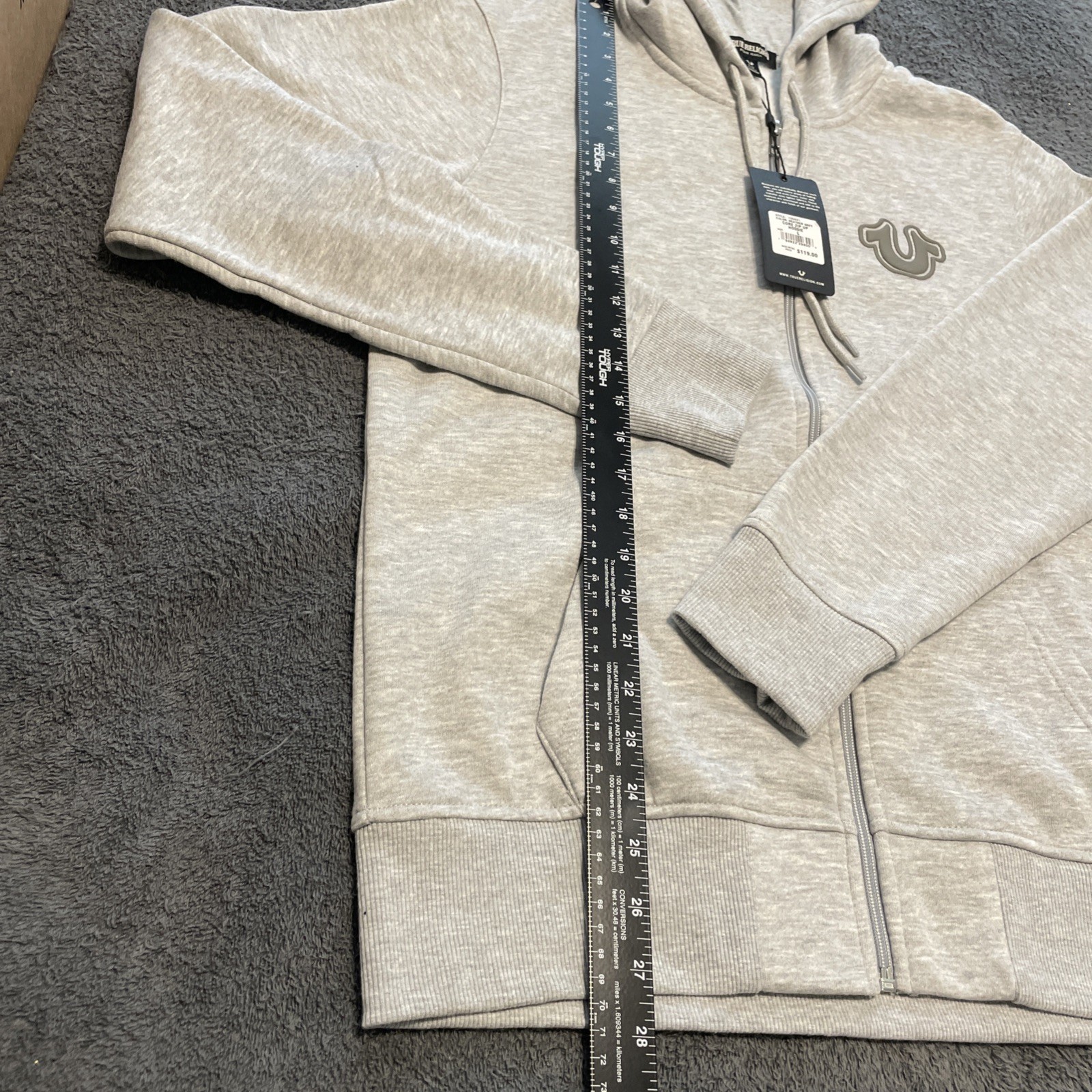 True Religion Core Full Zip Hoodie Fleece Jacket Mens Large Classic Buddha NWT thumbnail 10