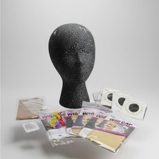 Black Mannequin styrofoam Head with Wig Caps ...