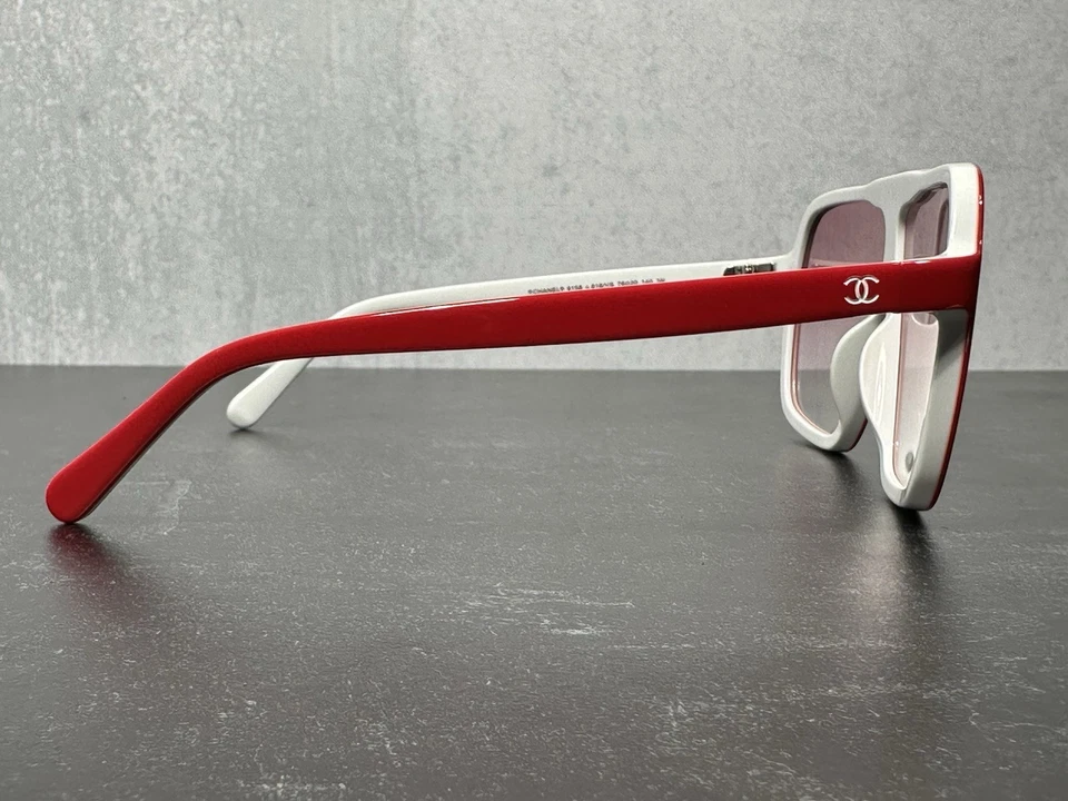 CHANEL 9158 SHIELD SUNGLASSES c.816/VH RED & WHITE w/MIRROR LENS! SHIPS TODAY! - Image 4 of 4