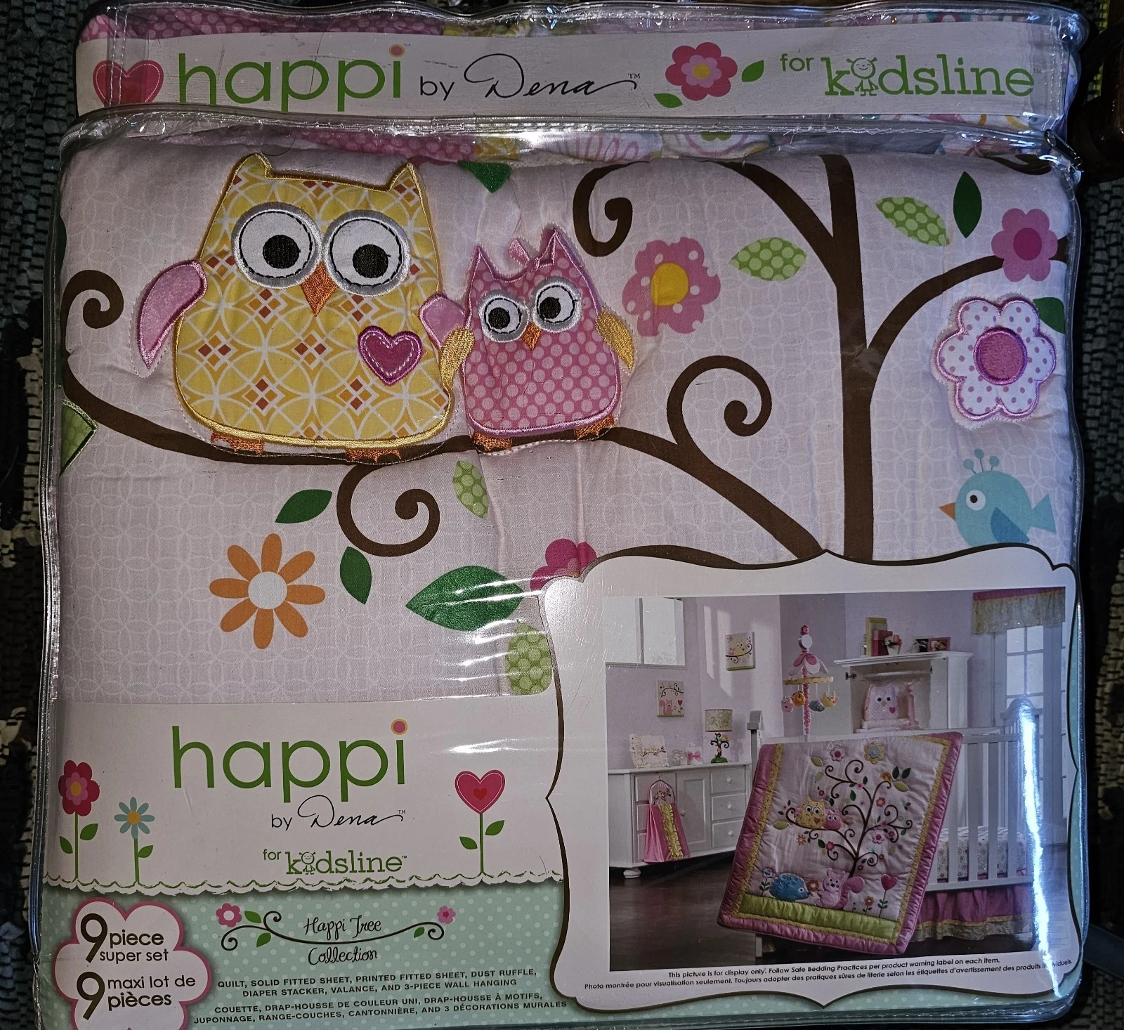 New 9 Piece Kidsline Dena Happi Tree Collection Crib Set