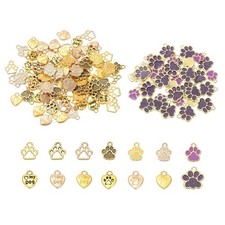 130Pcs 5Styles Dog Paw Print Charms, Alloy Dog Paw Animal Footprint Pendants ...