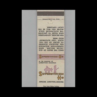 Matchbook Cover Superstition Ho Apache Junction AZ