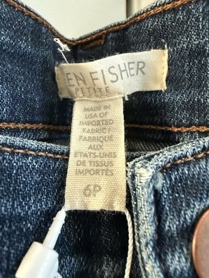 Eileen Fisher Jeans Boyfriend 6P Petite Blue Aged Indigo Organic Cotton NWT $178