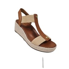 Vionic Calera Ankle Straps Espadrille Wedge Sandals Camel Brown Womens Sz 10 New