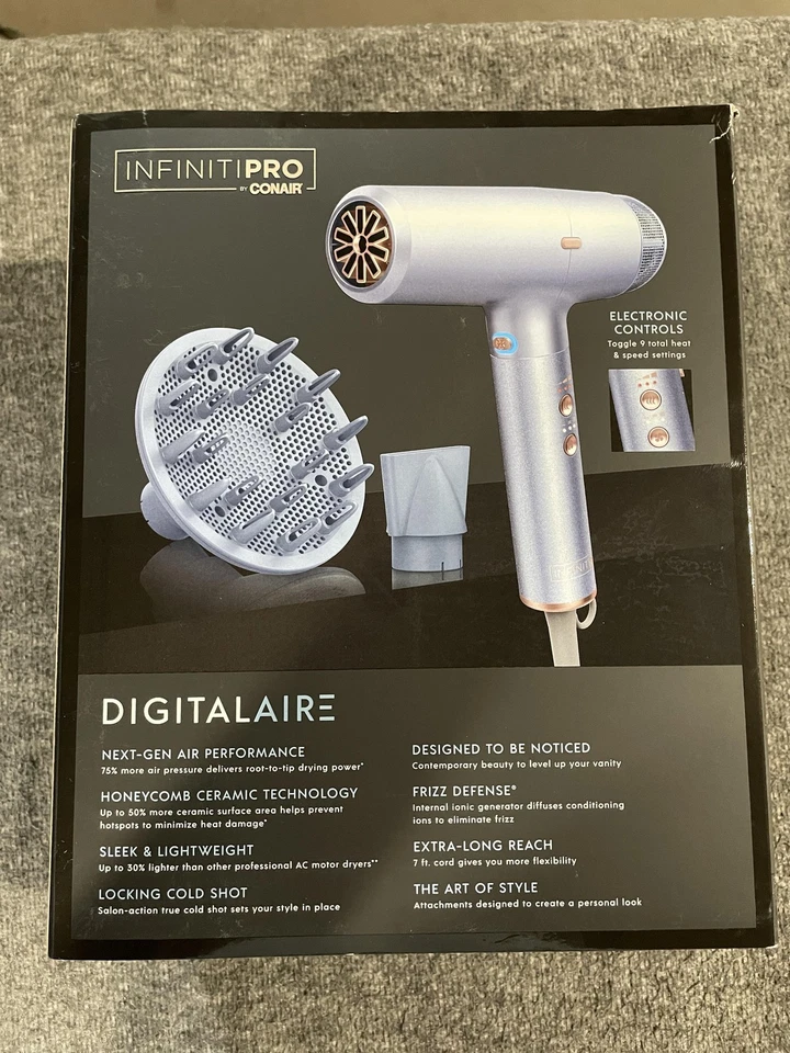 Secador de pelo Conair InfinitiPRO DigitalAire difusor lavanda 3 calor 3 velocidades 7 pies Foto 3 de 4