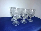 6 Goblets Water Wine Vintage Anchor Hocking Glasses 5 1/2" Wexford Cut Glass