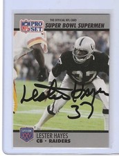 LESTER HAYES JSA AUTH SIGNED 1990 PRO SET SUPER BOWL SUPERMEN CARD AUTOGRAPH