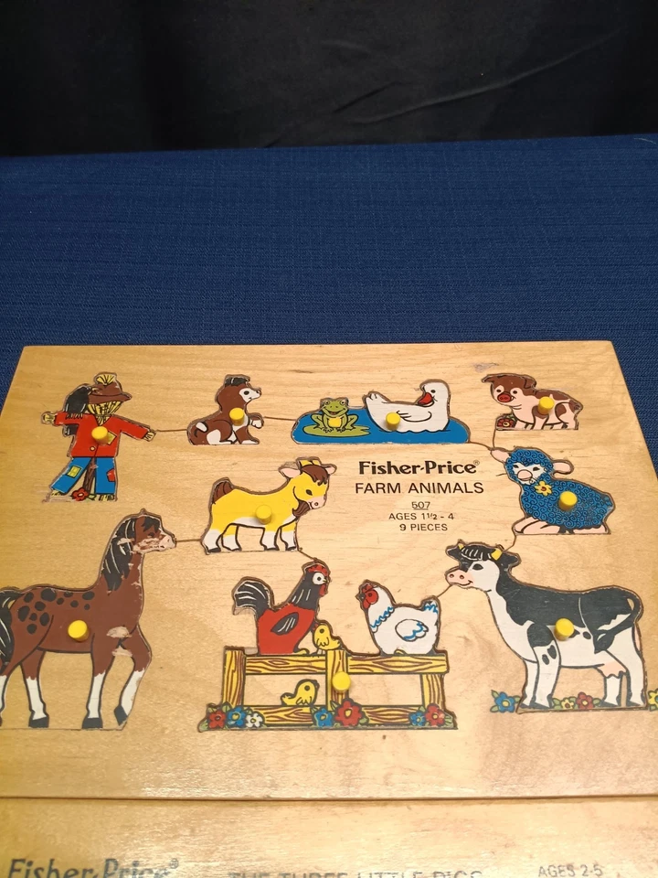 Vintage Lot Wooden Fisher-Price 511 Dog & Puppies (70's) Age 2-5 Toddler Holland - Image 3 of 4