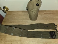 WWII US ARMY 1943 VOLLRATH CANTEEN W/ REPRO CANVAS SWI COVER BELT STAMPED 1945