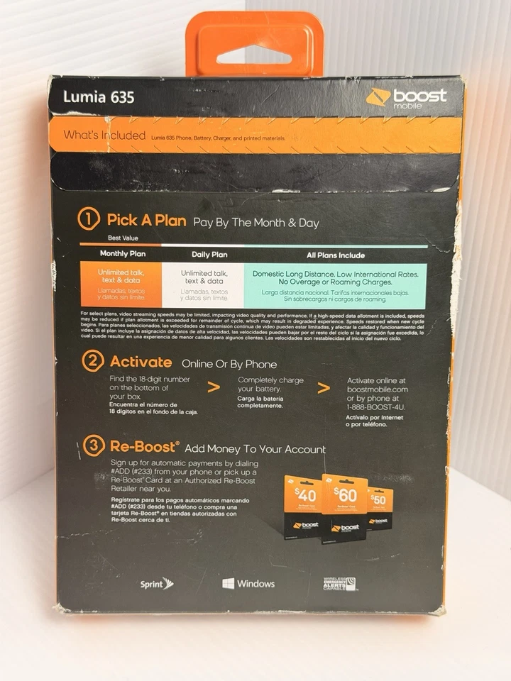 Teléfono Boost Mobile Nokia Lumia 635 Azul Cian Nuevo Sellado Prepago 4G LTE Foto 3 de 4