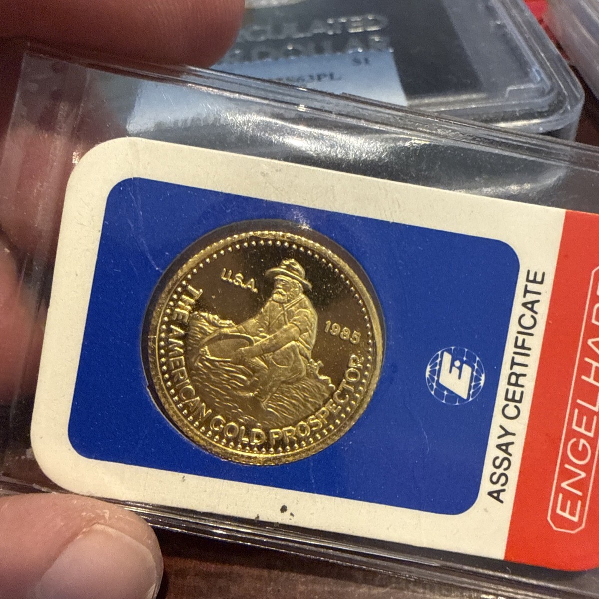 1985 Engelhard 1/4 Oz .9999 Gold Prospector In Assay Mint Sealed