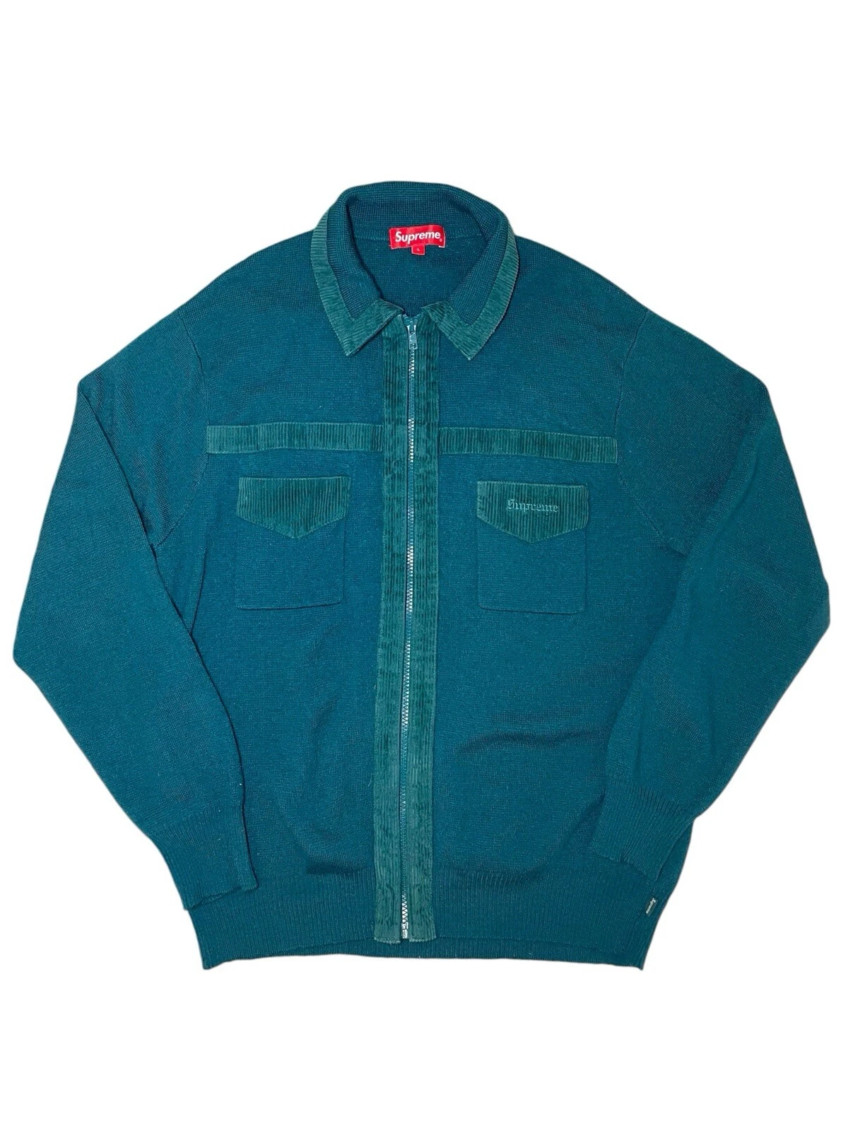 SUPREME PULL ZIPPÉ VELOURS CÔTELÉ DÉTAILLÉ LARGE