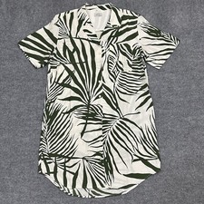 AYR The Pool Boy Green Leaf Silk Button Up Blouse Top Shirt Women  s Large