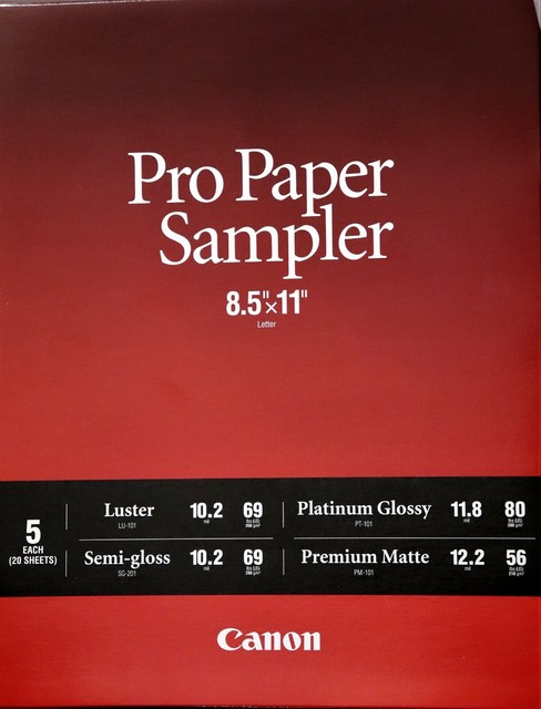 Matte NEW Canon Pro Paper Sampler Pack 20 Sheets 8.5 x 11 Platinum Glossy