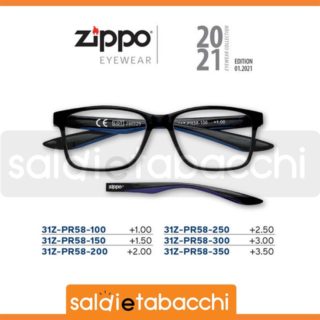 OCCHIALE DA LETTURA ZIPPO PR58 NERO/RIF.BLU 1.50 | Acquisti Online su eBay